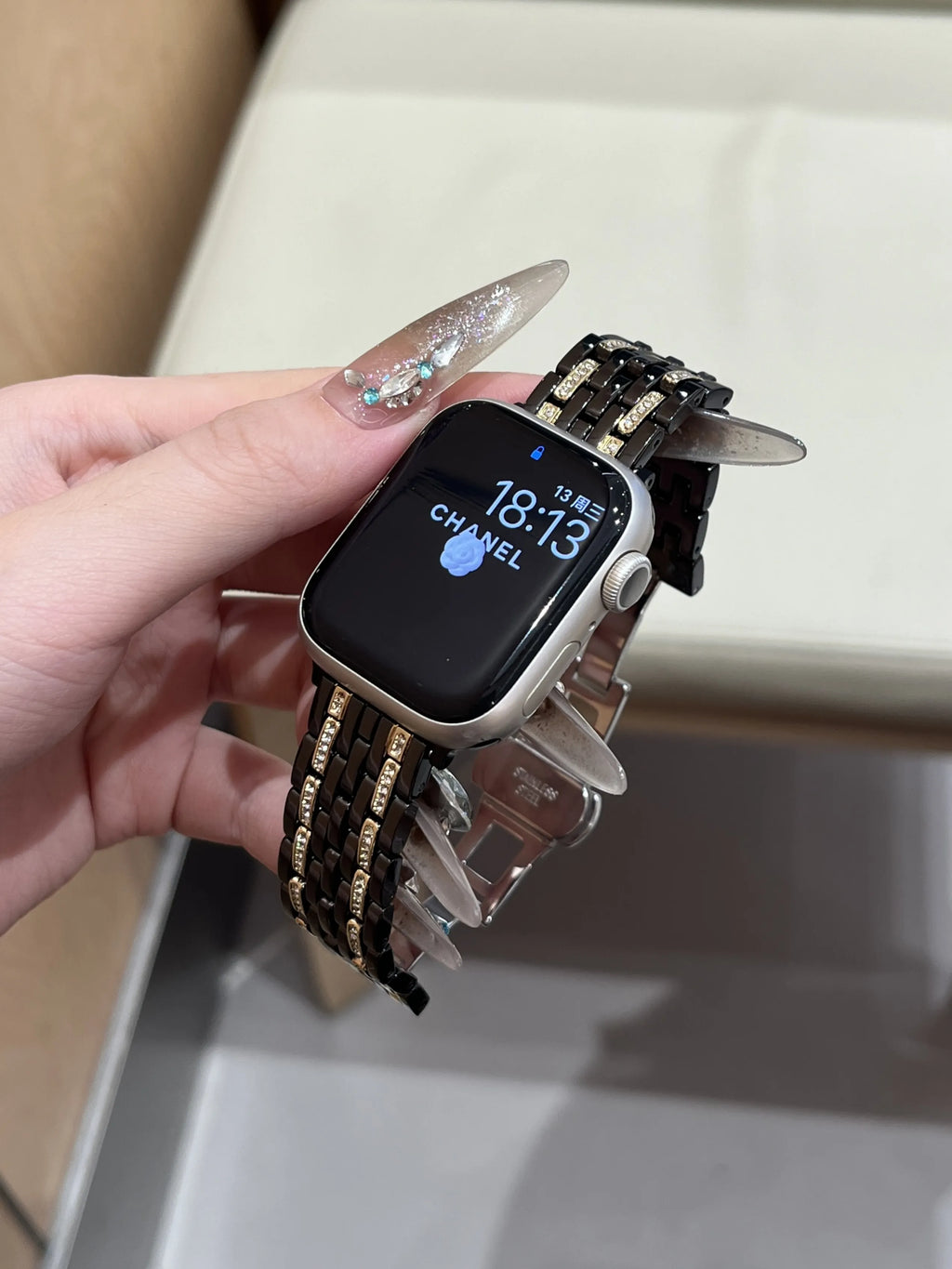 Double-Row Crystal Metal Strap for Apple Watch