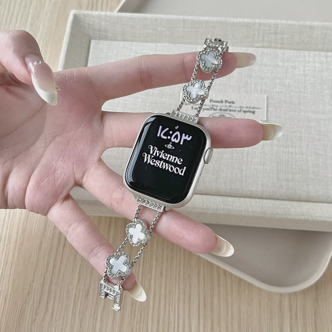 Mother of Pearl Clover Metal Band