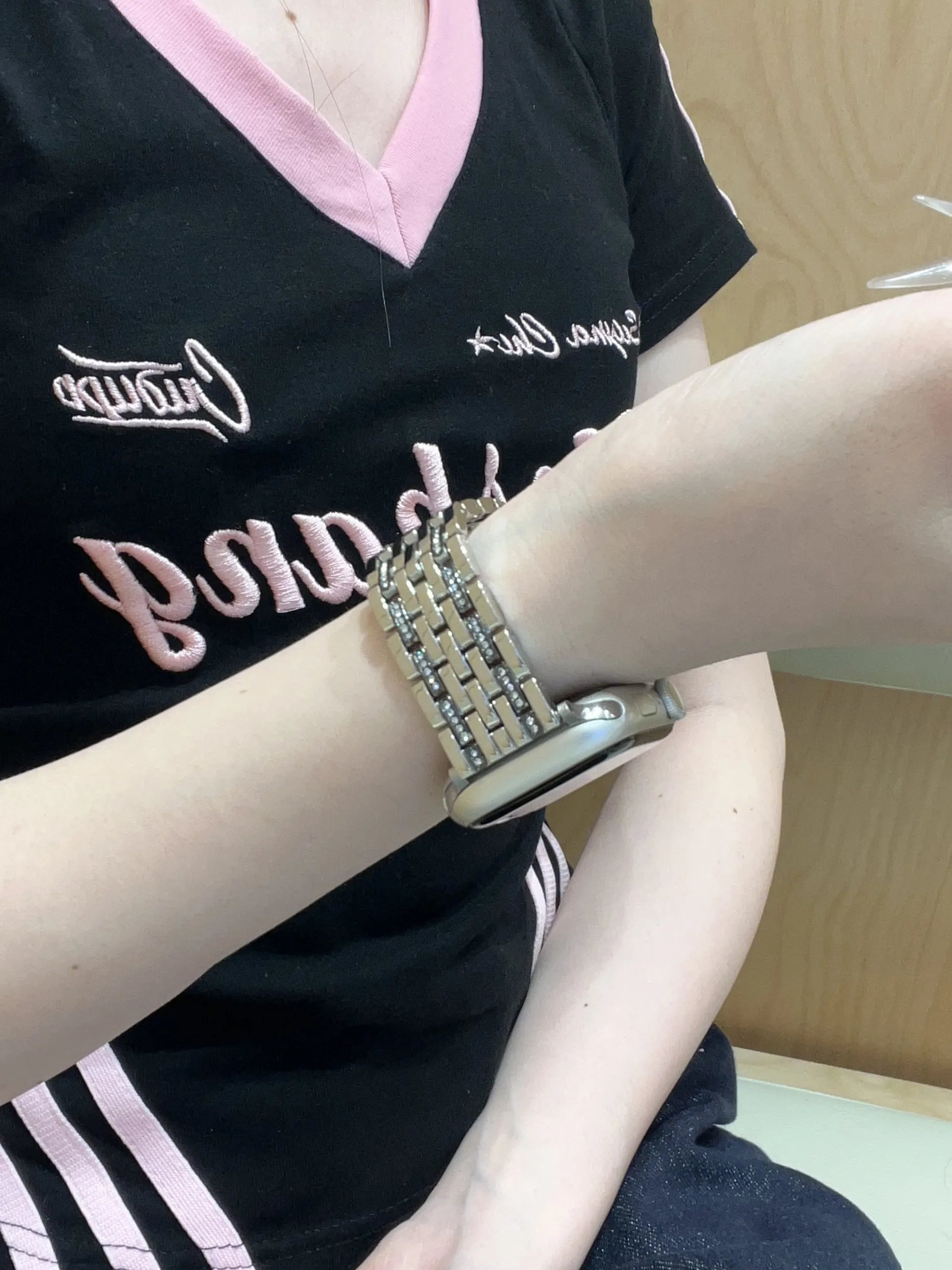 Double-Row Crystal Metal Strap for Apple Watch