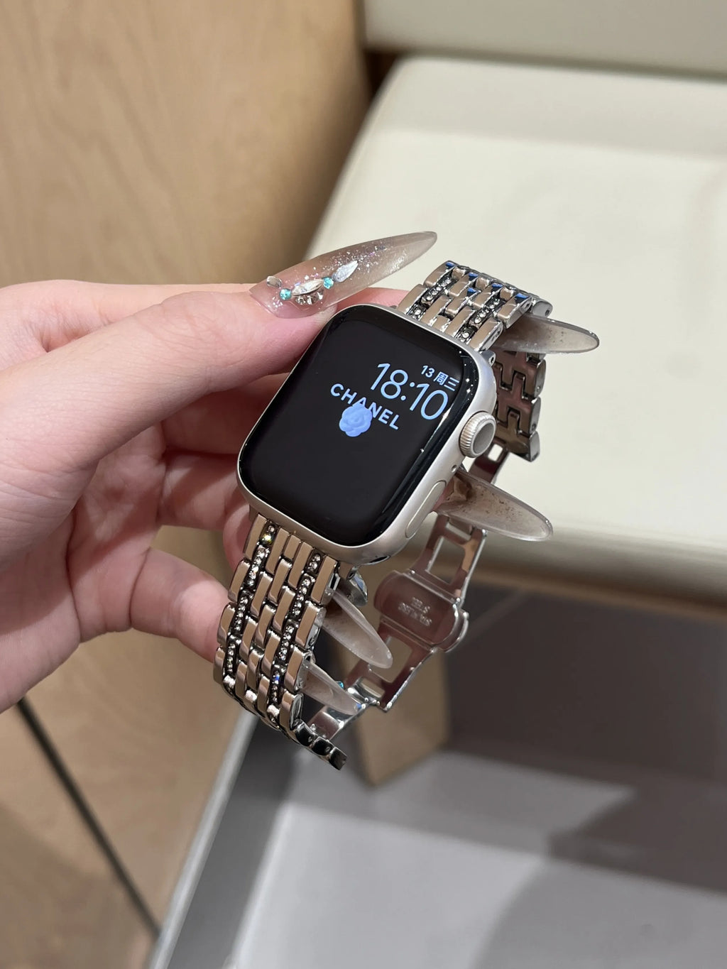 Double-Row Crystal Metal Strap for Apple Watch