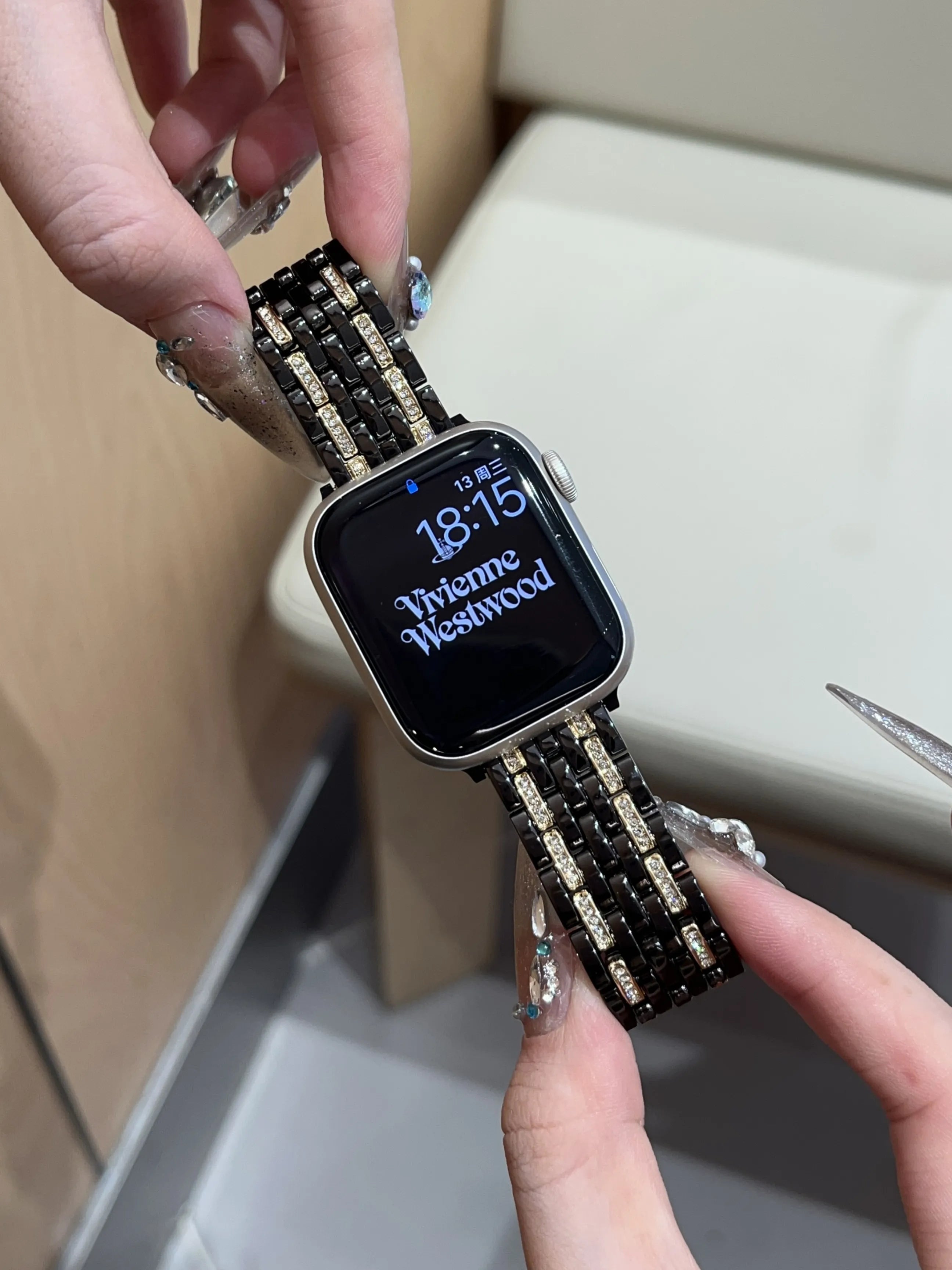 Double-Row Crystal Metal Strap for Apple Watch
