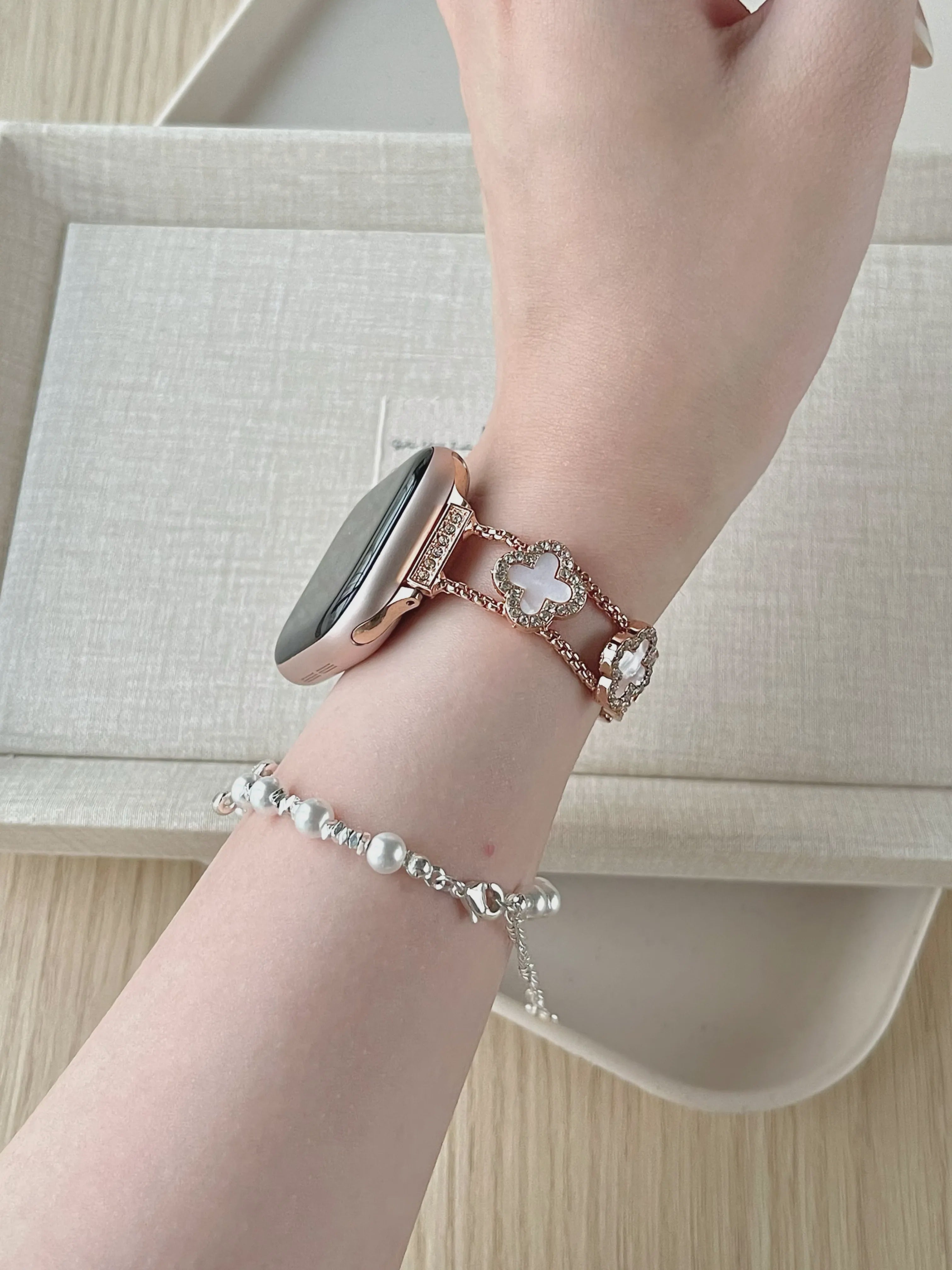 Mother of Pearl Clover Metal Band