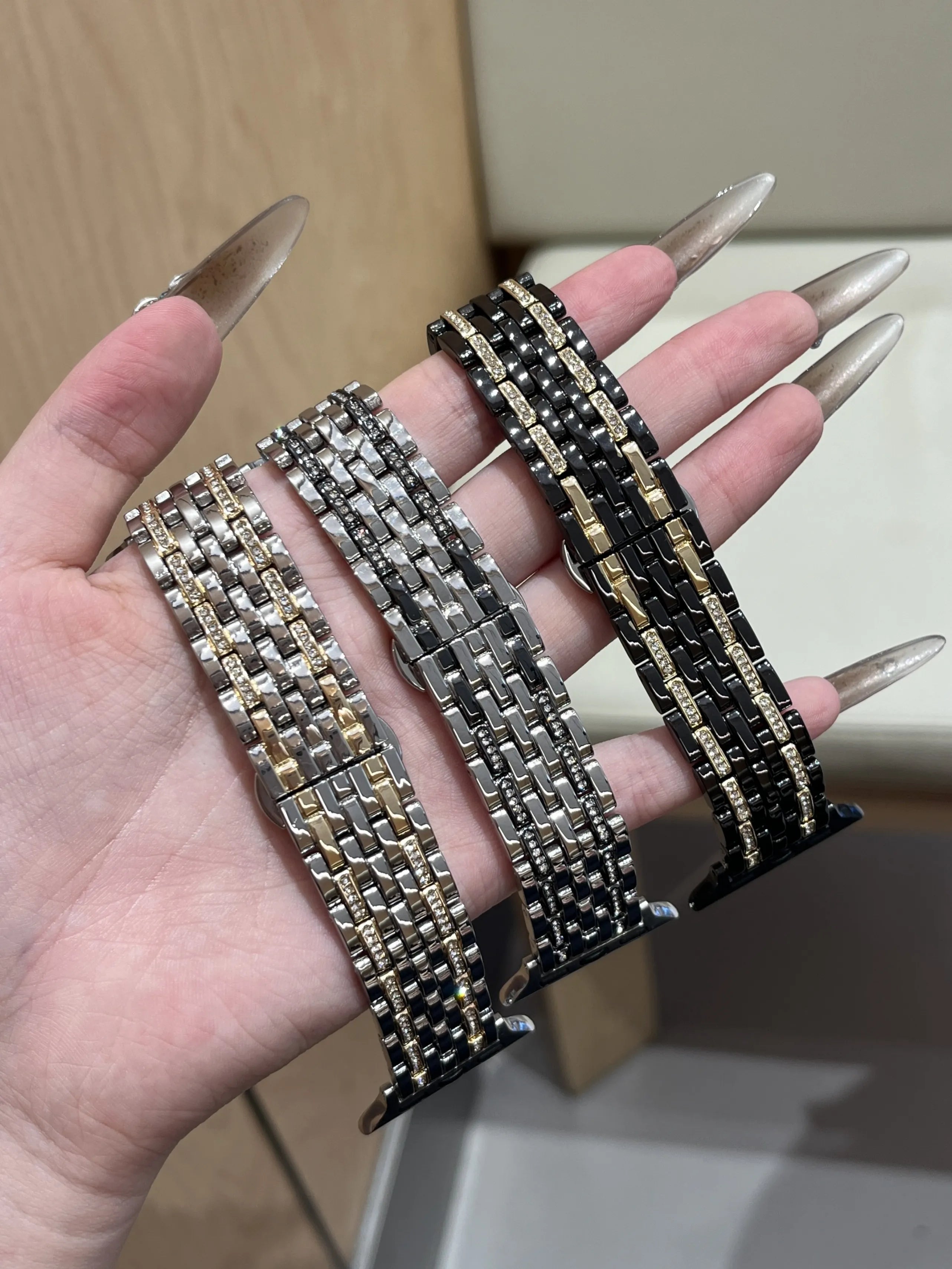 Double-Row Crystal Metal Strap for Apple Watch