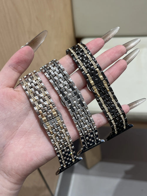 Double-Row Crystal Metal Strap for Apple Watch