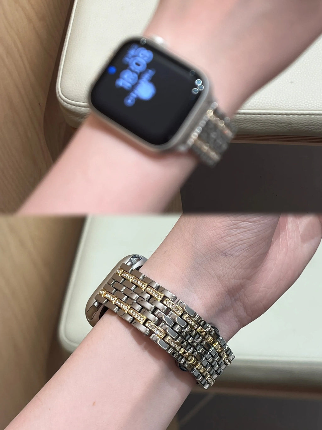 Double-Row Crystal Metal Strap for Apple Watch