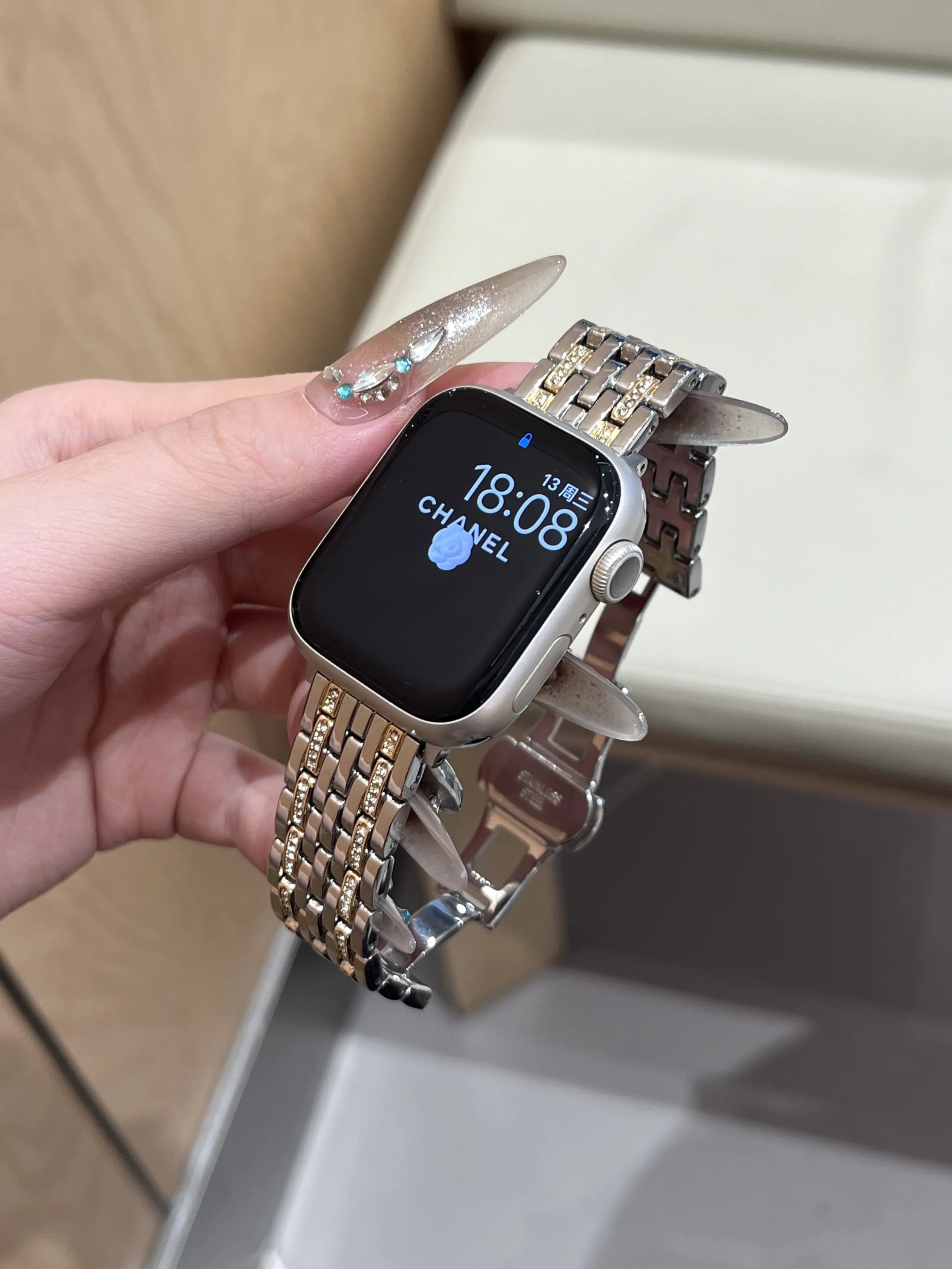 Double-Row Crystal Metal Strap for Apple Watch