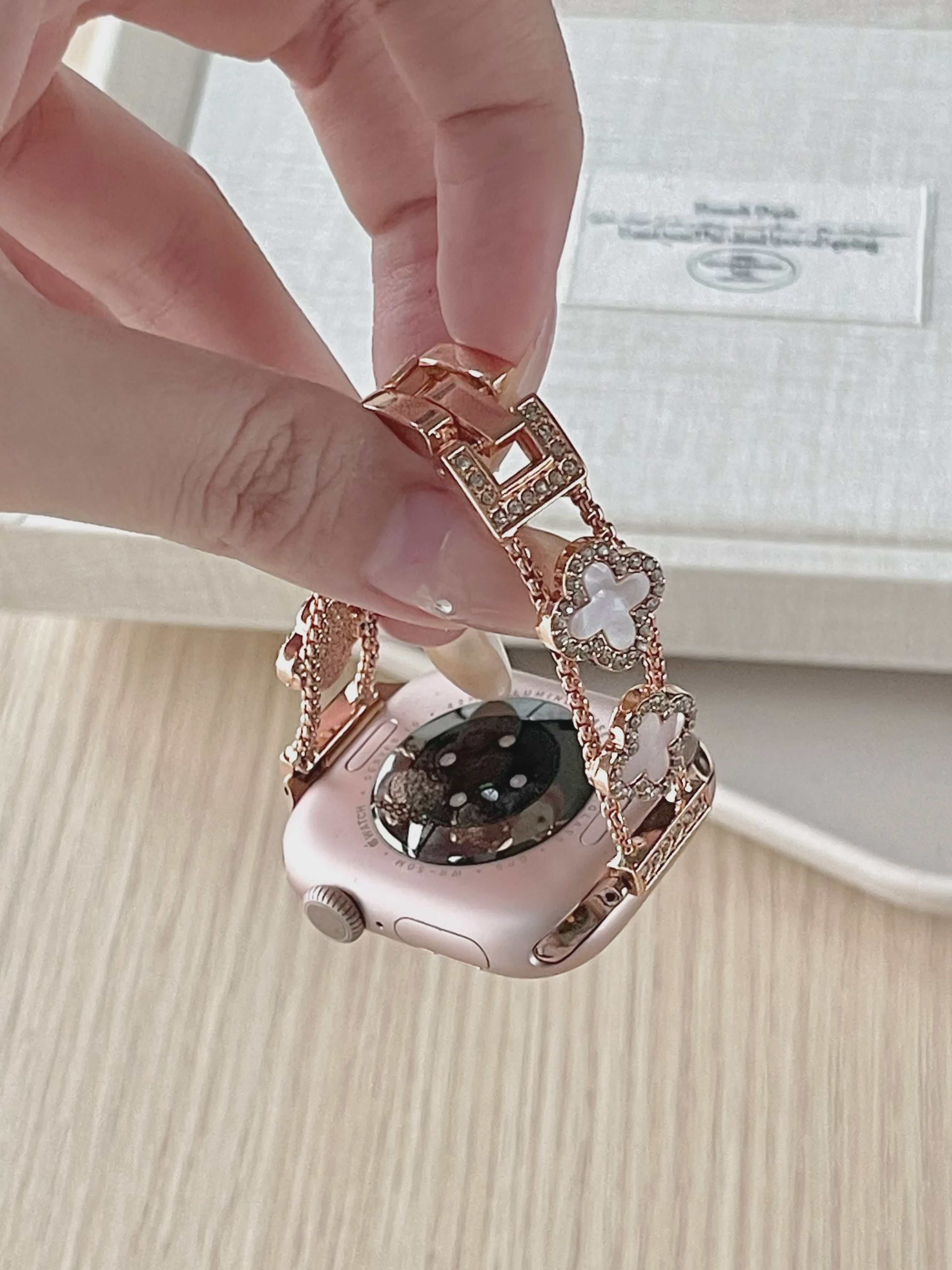 Mother of Pearl Clover Metal Band