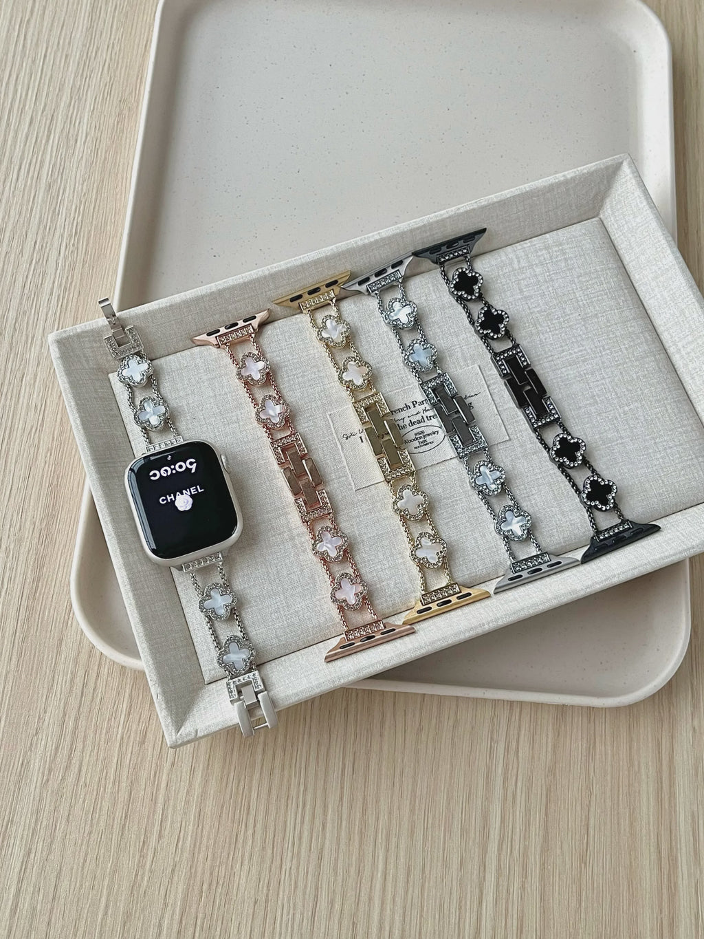 Mother of Pearl Clover Metal Band