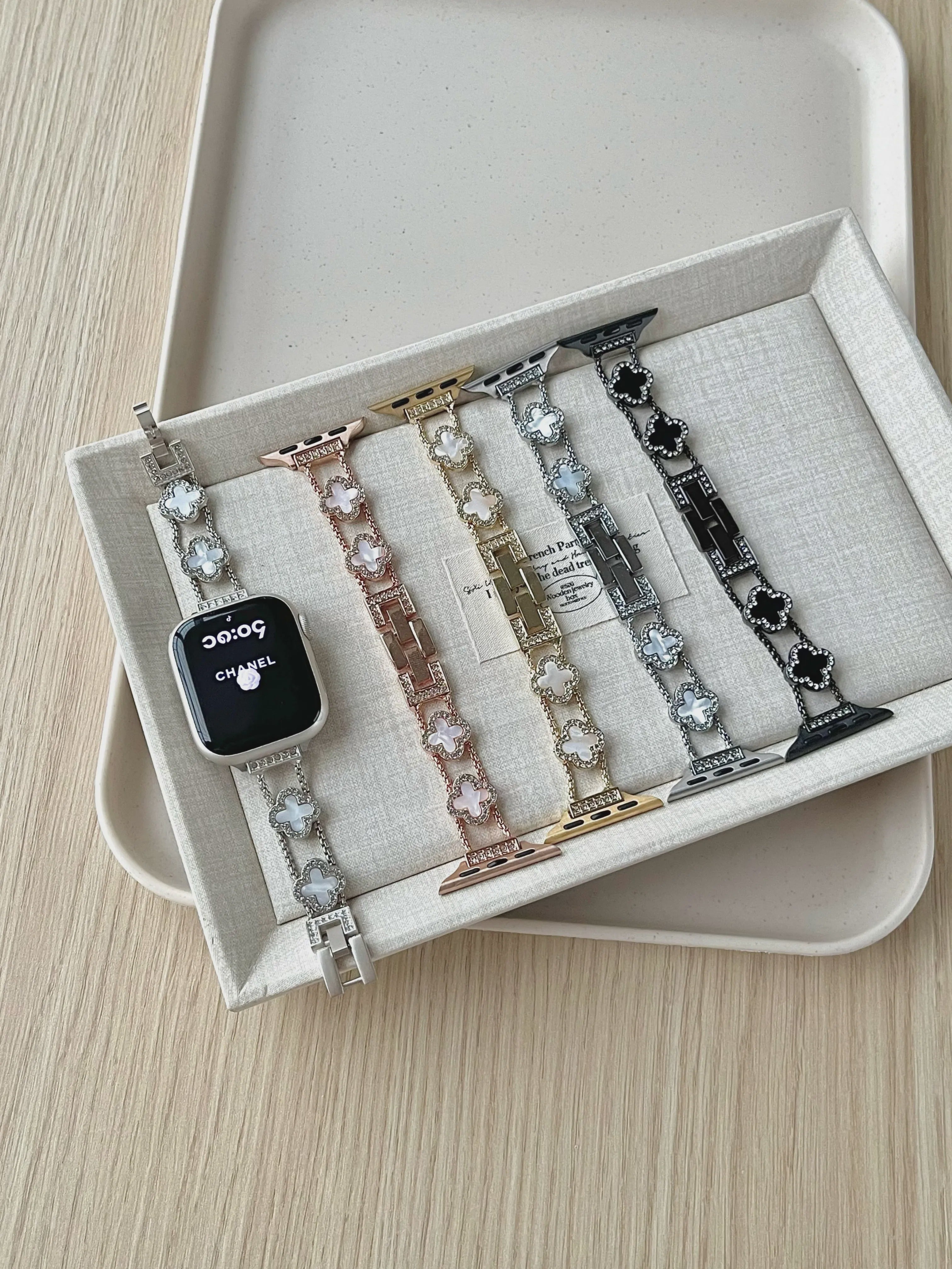 Mother of Pearl Clover Metal Band