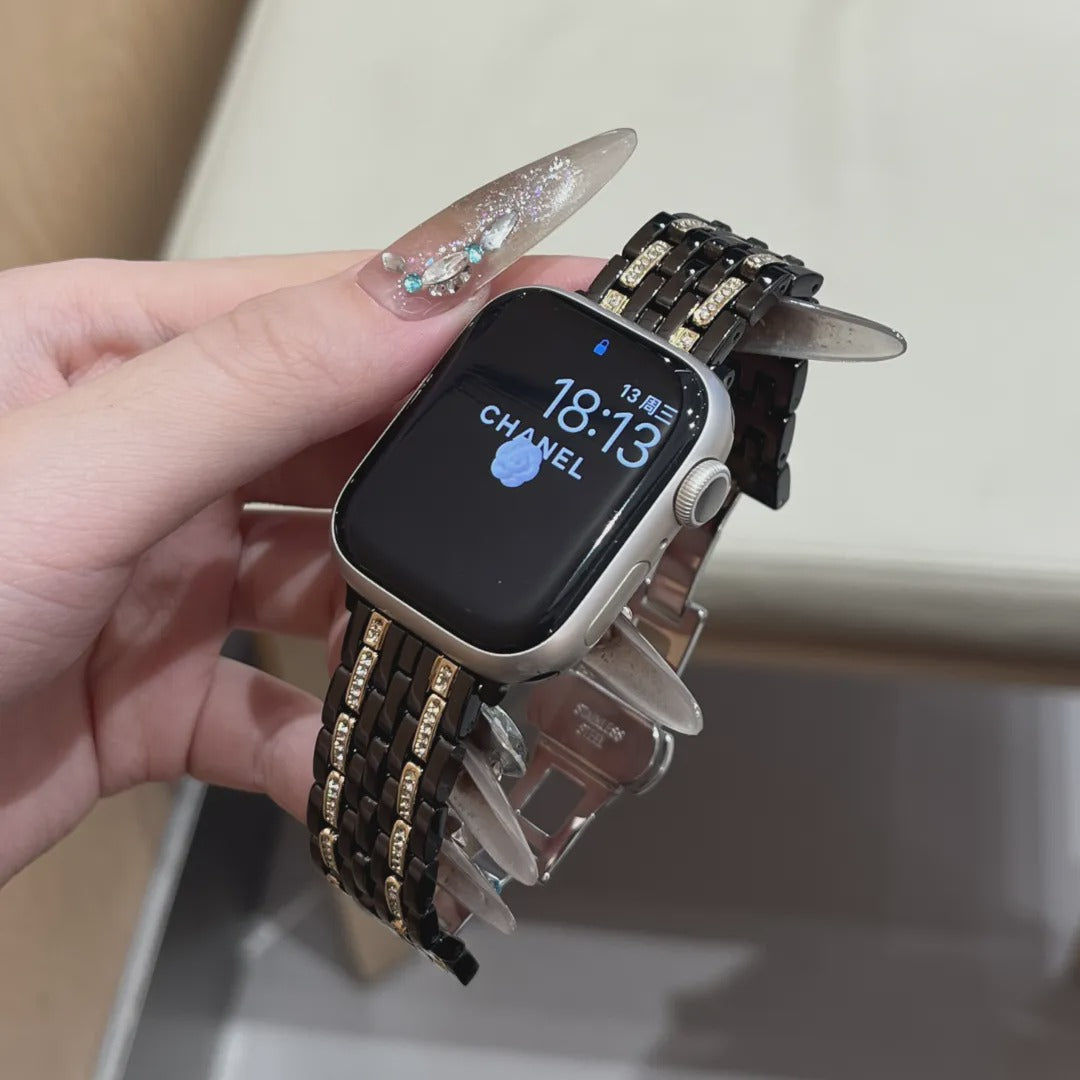 Double-Row Crystal Metal Strap for Apple Watch
