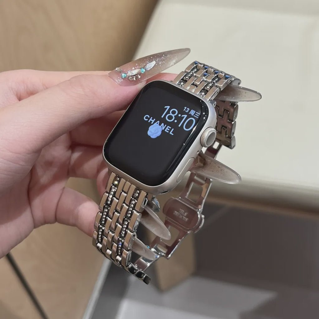 Double-Row Crystal Metal Strap for Apple Watch