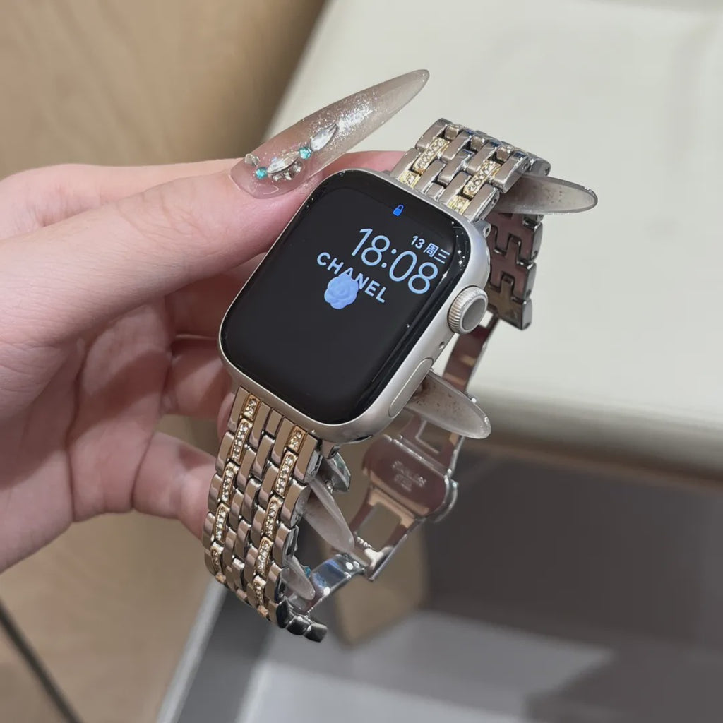 Double-Row Crystal Metal Strap for Apple Watch